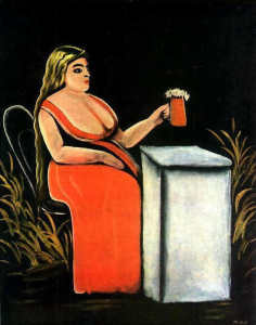 нико пиросмани-Женщина с кружкой пива