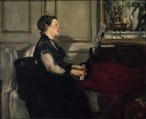 портрет музицирующей жены Мане (1868 год)