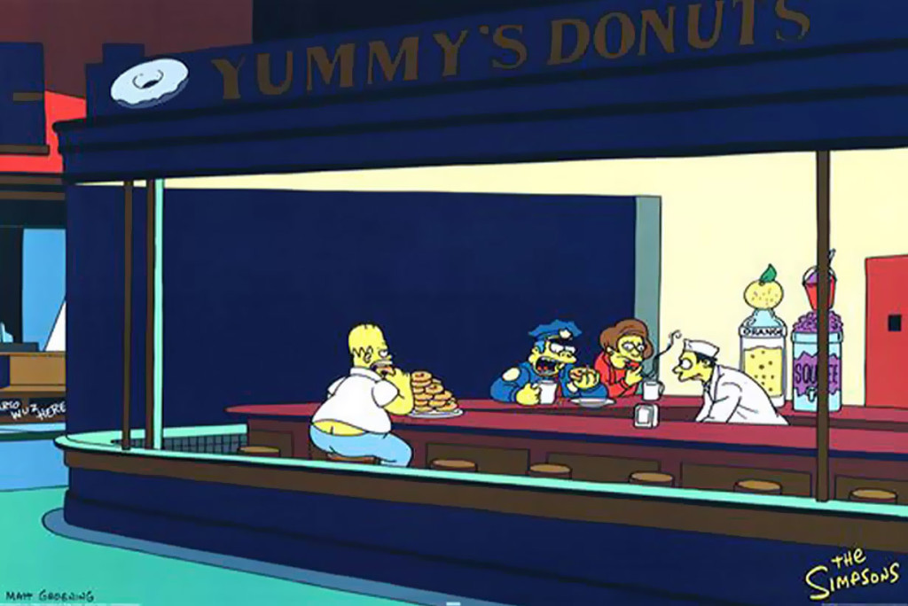 The Simpsons - Edward Hopper Nighthawks Spoof TV Poster
