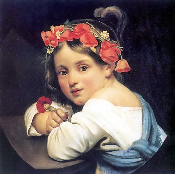 Девочка в маковом венке с гвоздикой в руке (Мариучча). 1819.