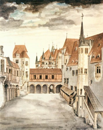 Дворик замка в Инсбруке с облаками, 1494