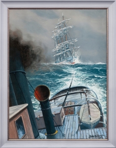 Репродукции. Adolf Bock. Towing On Stormy Sea