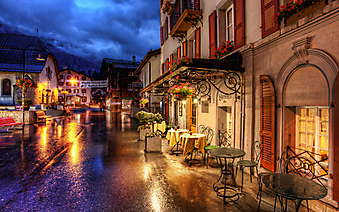 Уличное кафе, Церматт, Швейцария (Код изображения: 14054)