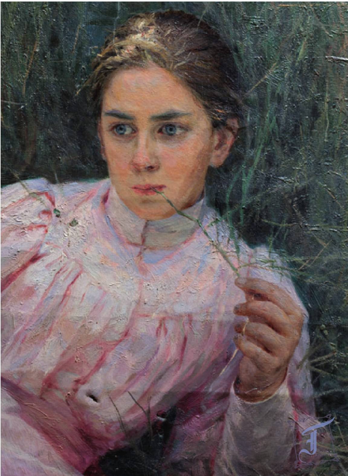 Полотно Н. Ярошенко «Девушка у стога» — яркое, написанное легко, на одном дыхании, возвышенно-романтическое по настроению. Это эскиз картины «Летом»
