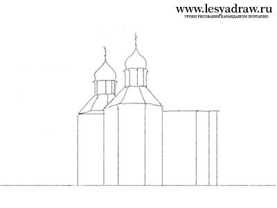 Как поэтапно нарисовать церковь с куполами