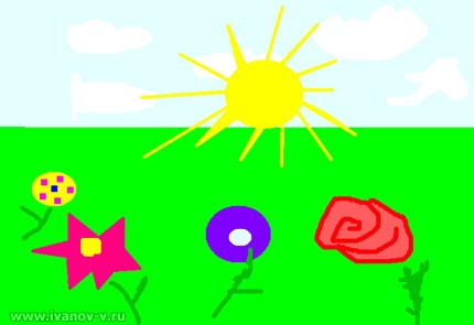 детский рисунок "Поле цветов"