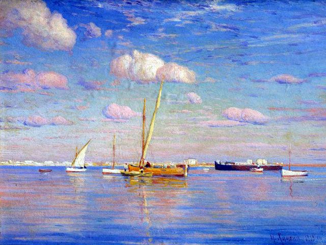 "Лодки в море" Николай Химона 1919 год