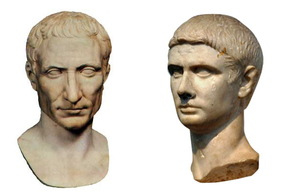 Слева - Юлий Цезарь, справа - Юний Брут