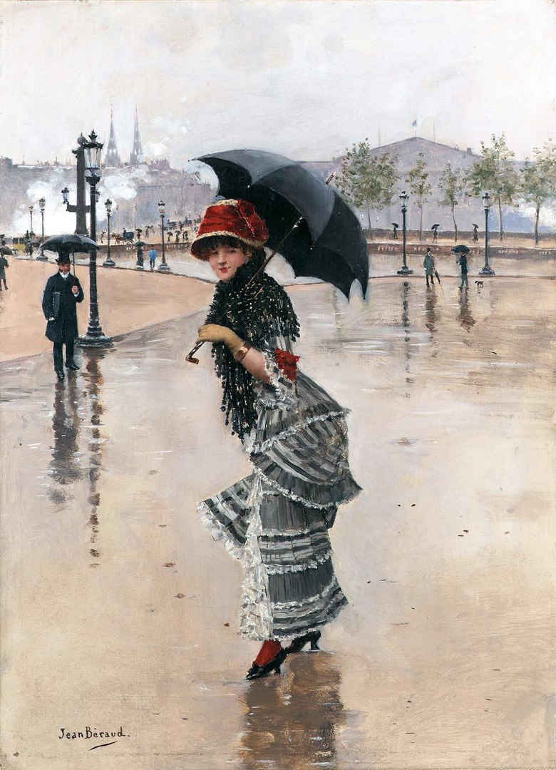 Парижанка в дождливый день на площади Конкорд, ок. 1890