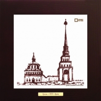 Башня Сююмбике гравюра г.Казань картина сувенир 28х28 см