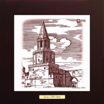 Спасская башня (1930 г.) картина сувенир 28х28 см