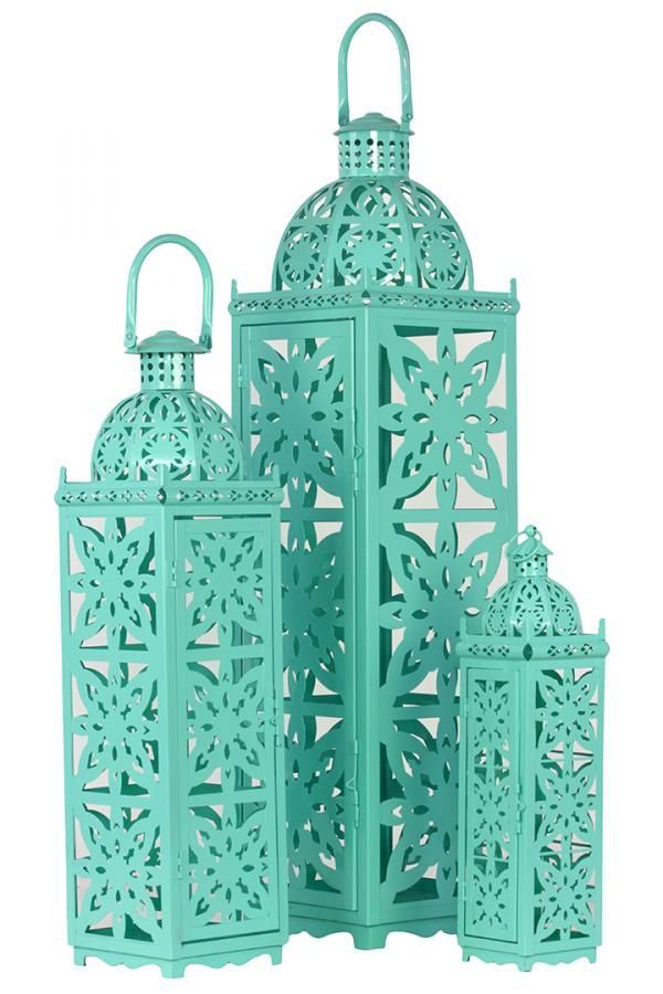 Taj Mahal Lanterns, Turquoise (Set of Three)