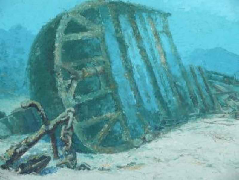 подводная живопись, затонувшие корабли