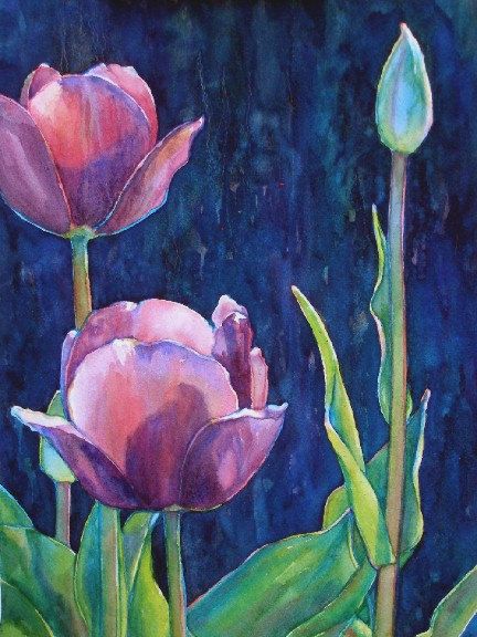 Garden Art/ Purple Tulip Flowers Botanical Print by SusanFayePetProjects, $30.00