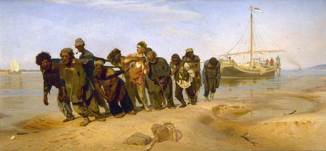 Бурлаки на Волге. И. Репин, 1872—1873. Масло