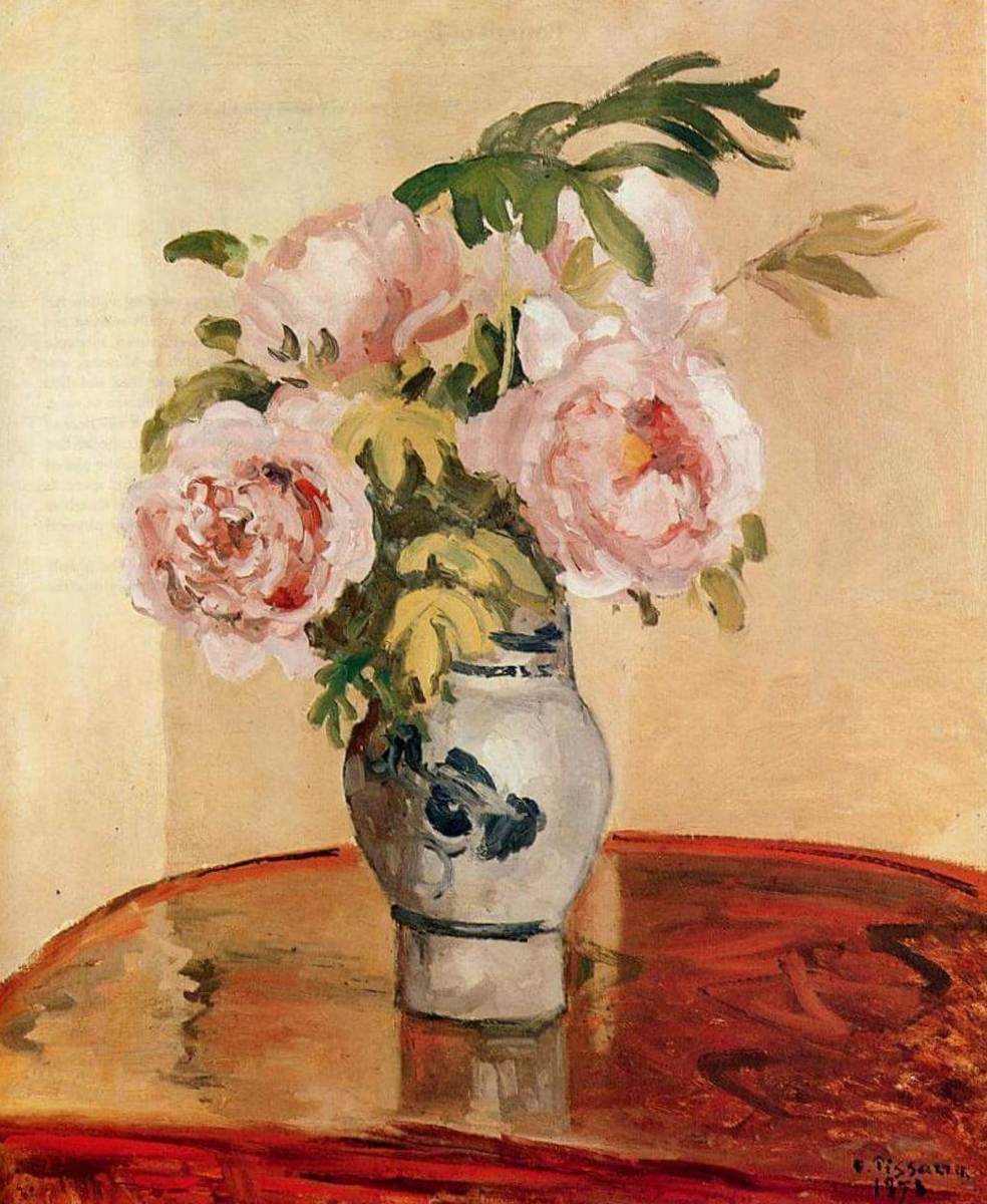 Розовые пионы - Камиль Писсарро (1873)