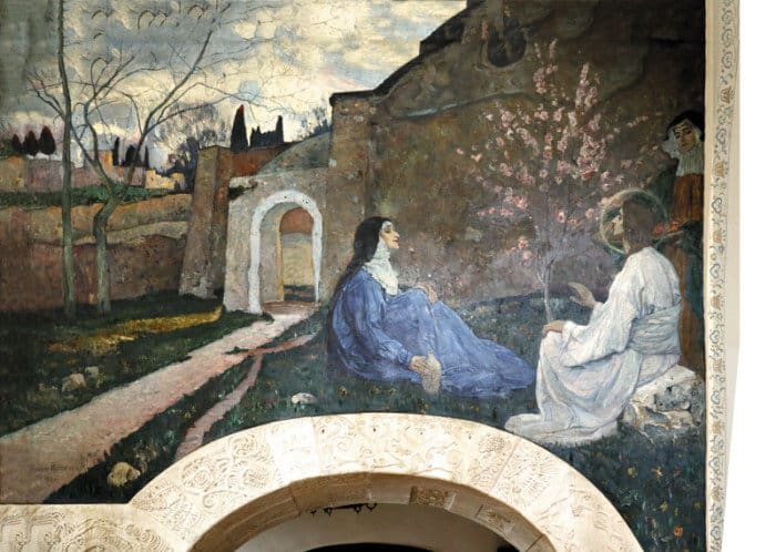 Христос и самарянка. Фреска Покровского храма Марфо-Мариинской обители