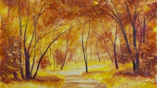 Осенняя солнечная дорожка-осенний пейзаж-картины маслом-купить картину.