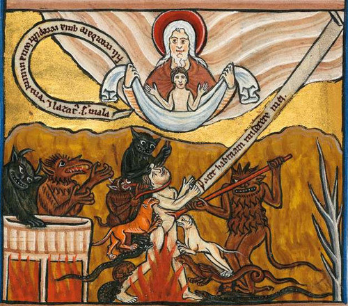 14 Лазарь и богач Мюнхенский Золотой псалтырь нач 13 века