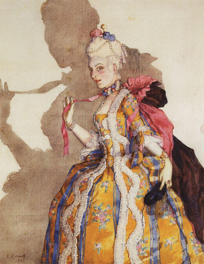 Эскиз костюма маркизы для Т.П.Карсавиной ( для танца на музыку Моцарта ). 1924