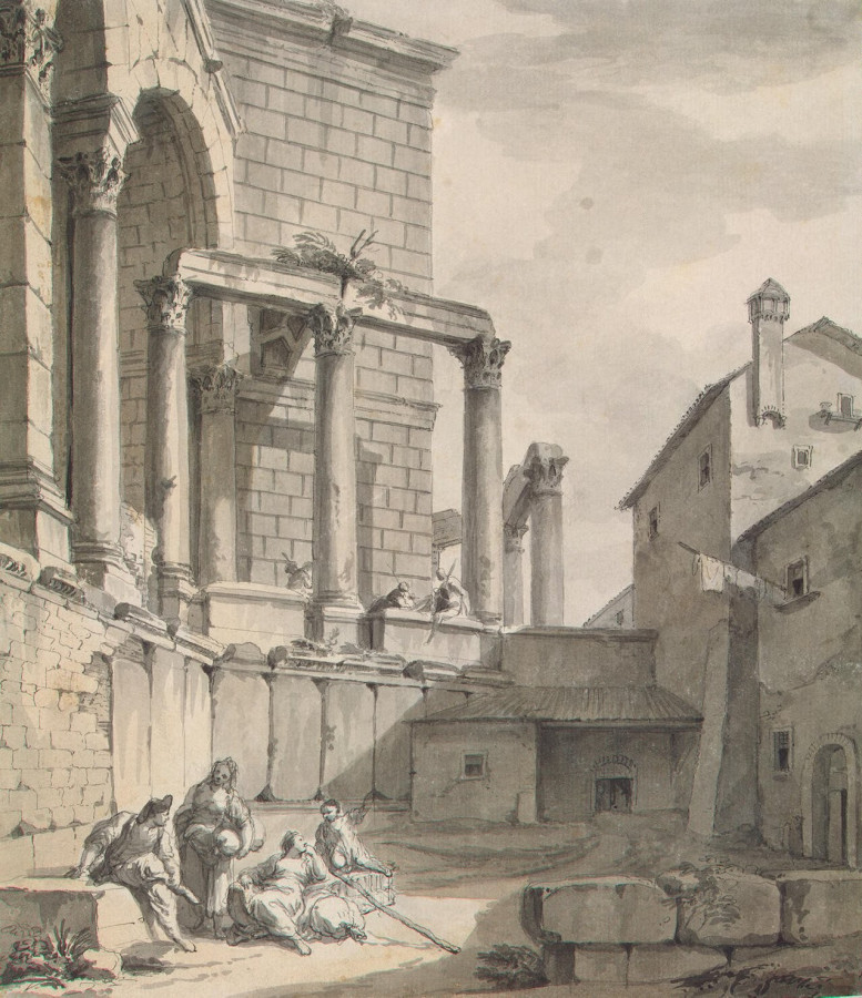 Clerisseau Charles-Louis - View of the Temple of Jupiter (Mausoleum) in Diocletians Palace in Spalato - OR-11615