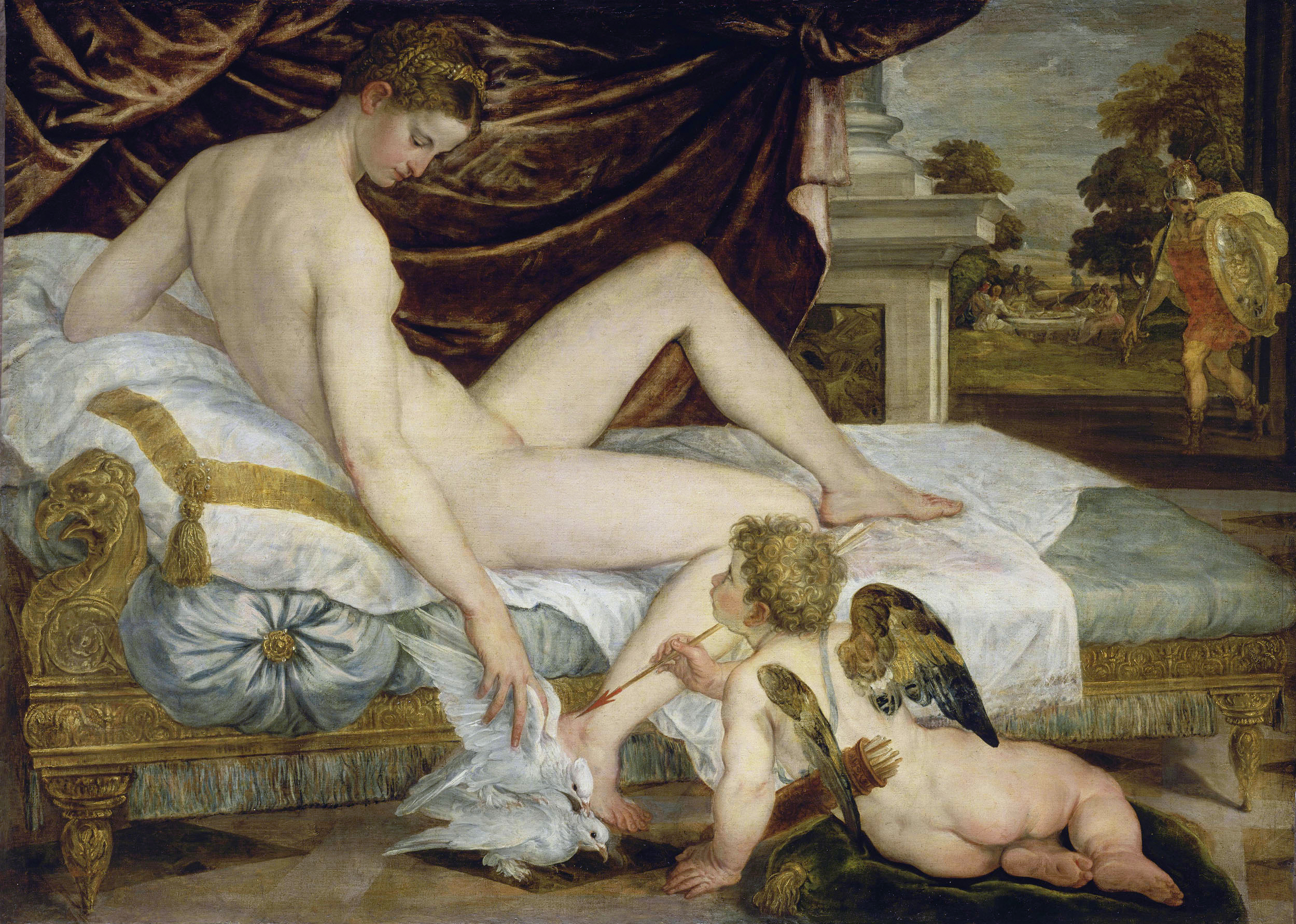 Lambert Sustris, ок.1520 - ок.1568. Венера и Купидон. ок.1560. 132 x 184 см. Париж, Лувр