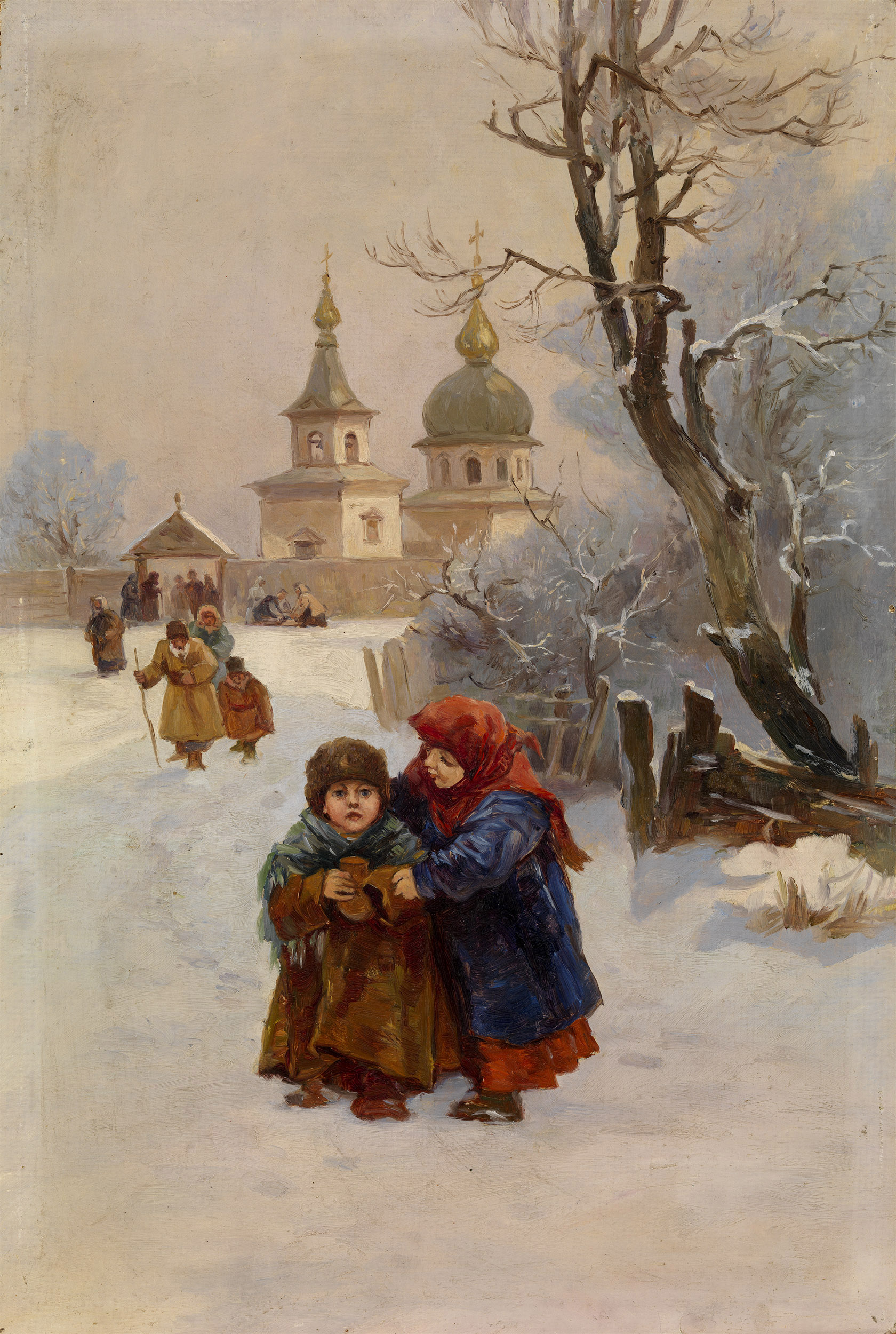IZHAKEVICH, IVAN Children Walking from Church.