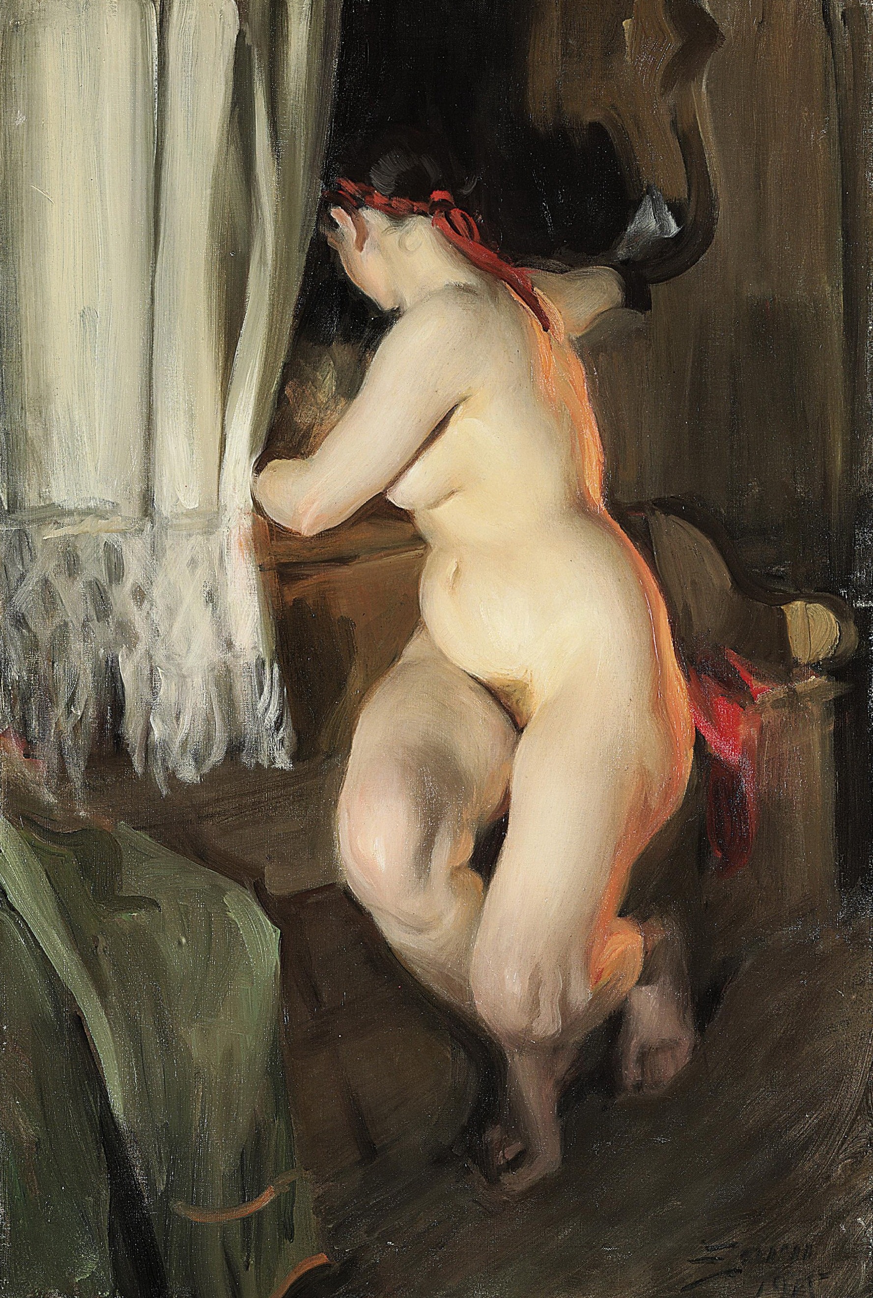 Anders Leonard Zorn. 1860-1920. Повернувшаяся обнаженная. 1915, 91 х 60 см. Частная коллекция