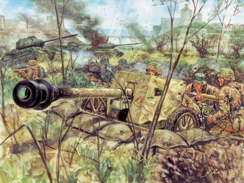 Немецкие артиллеристы отбиваются от советских танков (Giuseppe Rava)