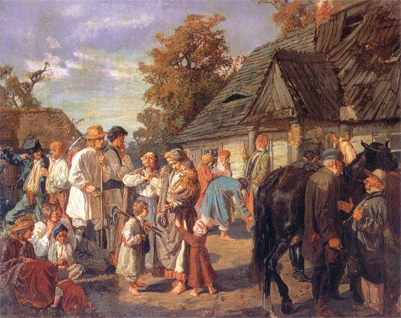 Юзеф Хельмонский. Выдача зарплаты (суббота на фольварке).1869