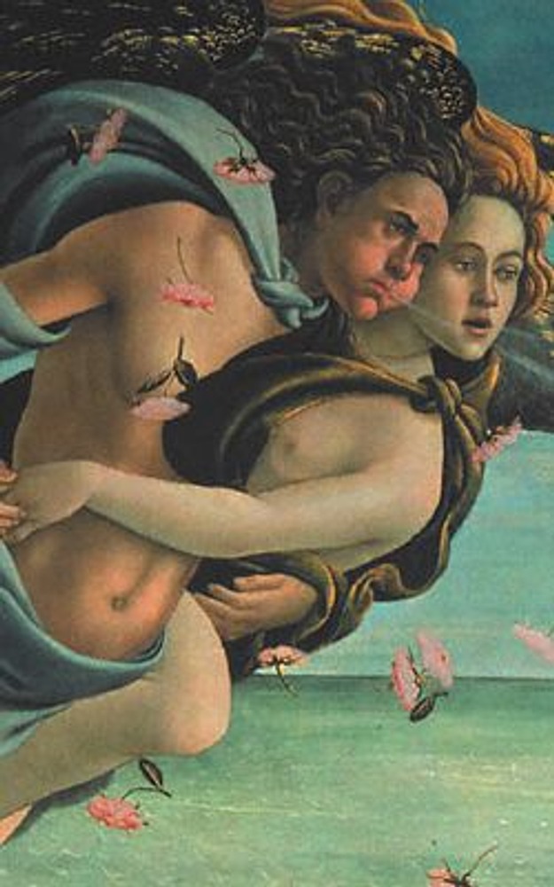 Фото. Фрагмент из левой части картины: ветры - Зефир и Аура - помогают Венере приблизиться к берегу.
