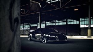 Превью обои audi, r8, chrome, черный, cw-5, matte black