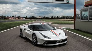 Превью обои ferrari, 458, mm speciale, белый, вид сбоку