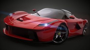 Превью обои ferrari, laferrari, 2014, красный, вид сбоку