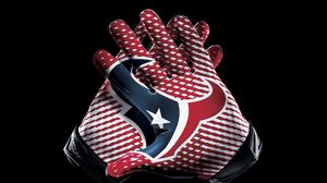 Превью обои houston texans, футбол, логотип, руки