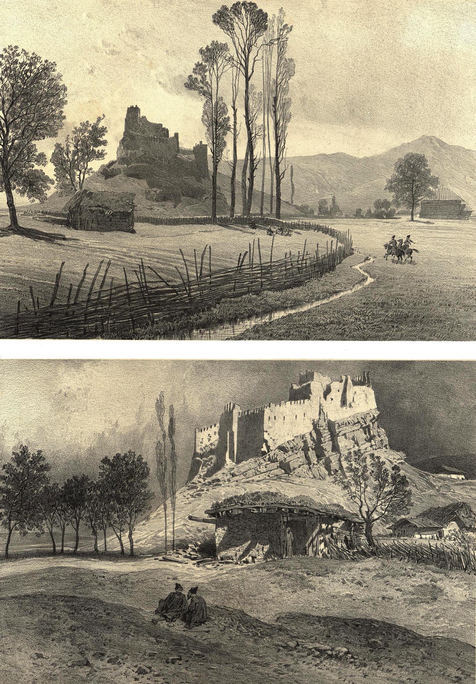 9. Cartalinie. Château de Souram (deux vues) / Карталиния. Сурамская крепость (два вида)