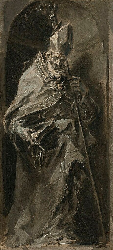 Alessandro_Magnasco_(1667-1749)_A_Bishop_Saint_standing_in_a_niche.jpg