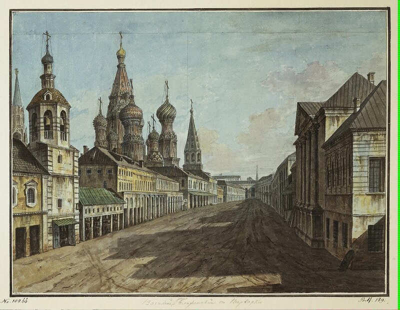 Alexeyev Fiodor - View of the Cathedral of St Basil the Blessed from Moskvoretskaya Street - JRR-6534