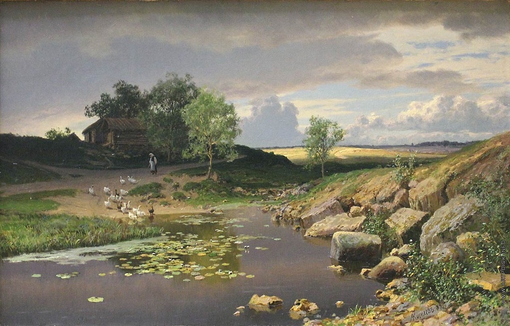 А. Киселёв. Пейзаж с гусями 1889.jpg