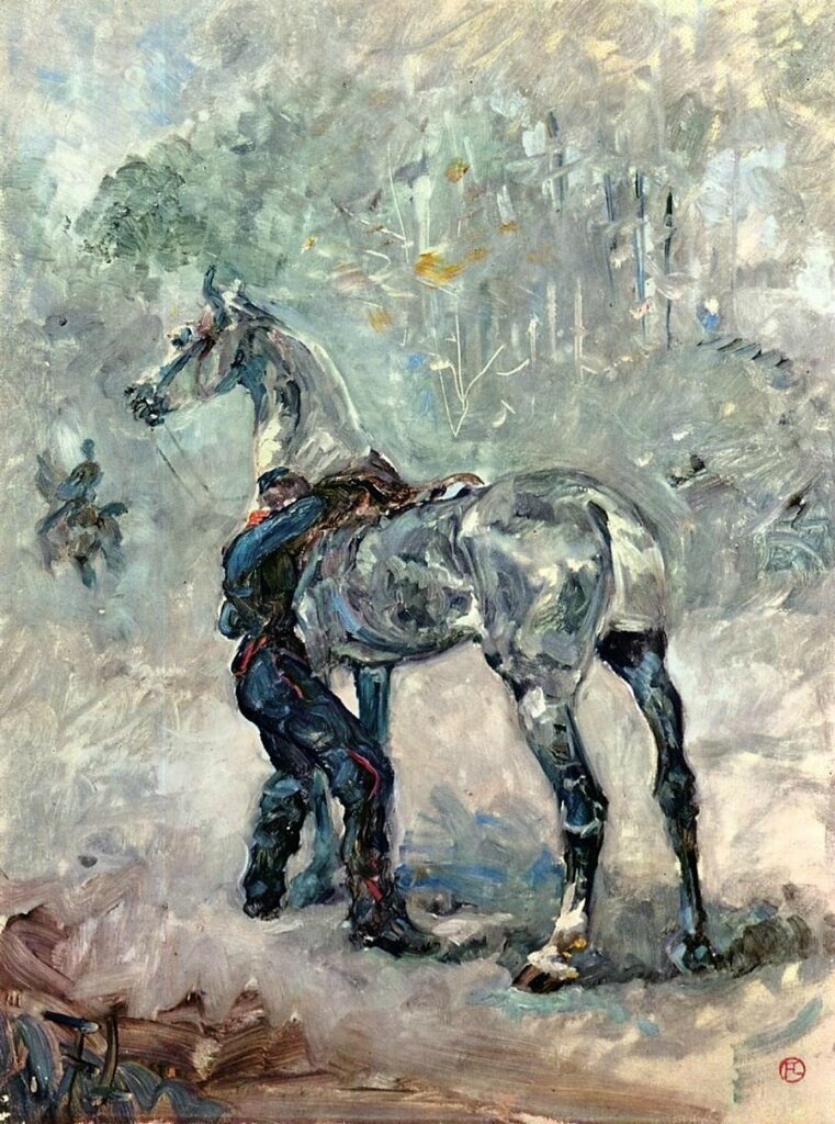 Artilleryman Saddling His Horse - 1879 - Musee Toulouse-Lautrec - Albi - Painting - oil on canvas.jpg