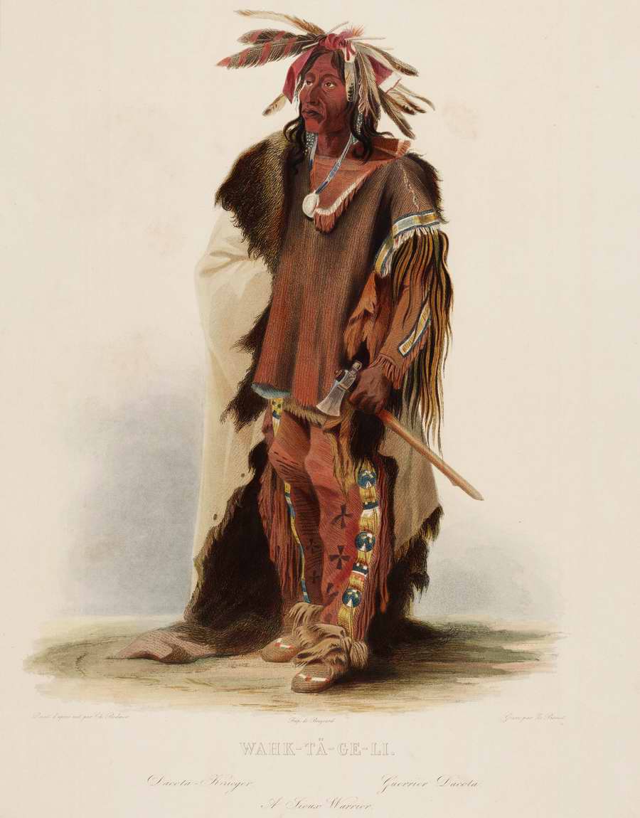 Индейский воин из племени сиу - Karl Bodmer