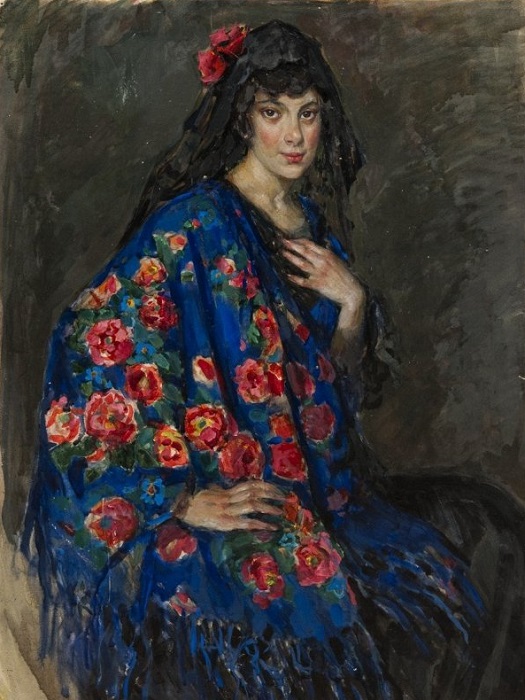 Портрет неизвестной в шали. Елена Киселёва 1910