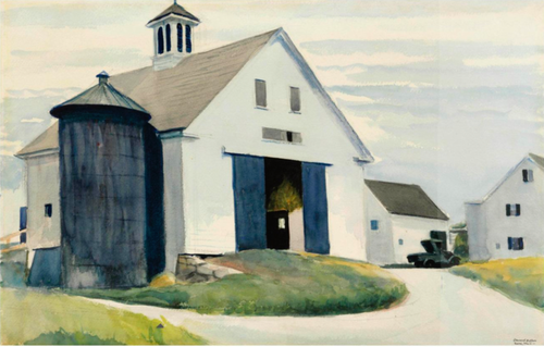 11. 1929. Edward Hopper (American, 1882-1967), Barn at Essex, 1929. Watercolor and pencil on paper.png