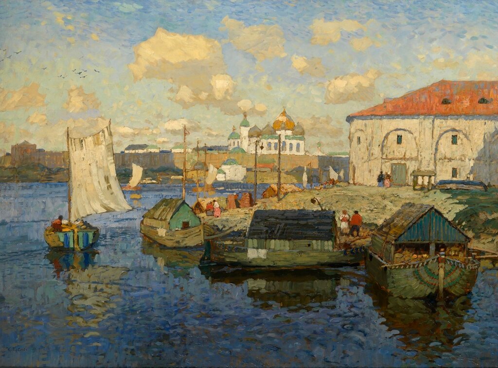 Старый Новгород. Баржи. 1913Холст, масло. 107 x 142 смЧастное собрание