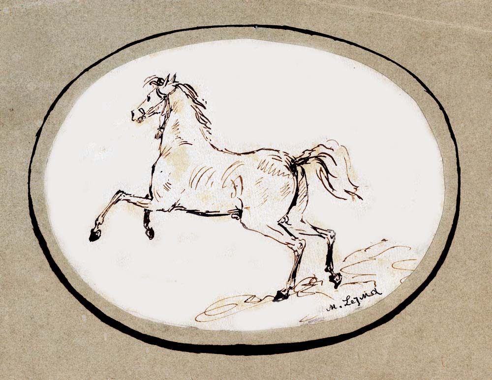 Скачущая неоседланная лошадь. Рисунок пером. 1833–1834.jpg