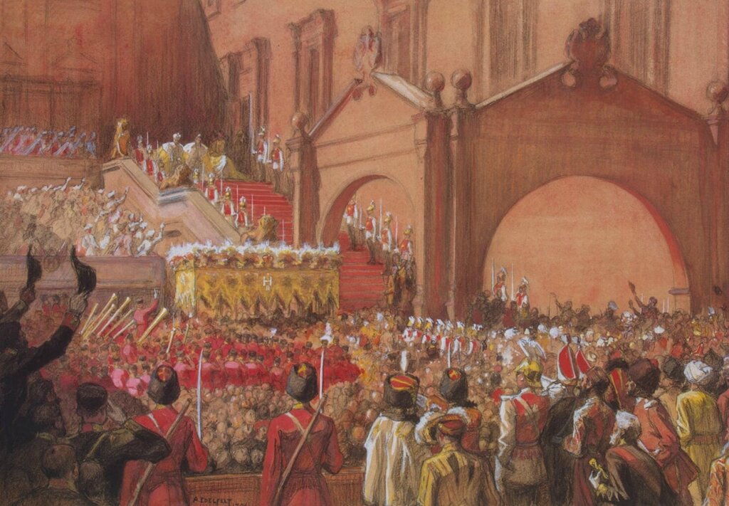 Эдельфельт, Альберт - Выход императора Николая II после коронации на Красное крыльцо.jpg
