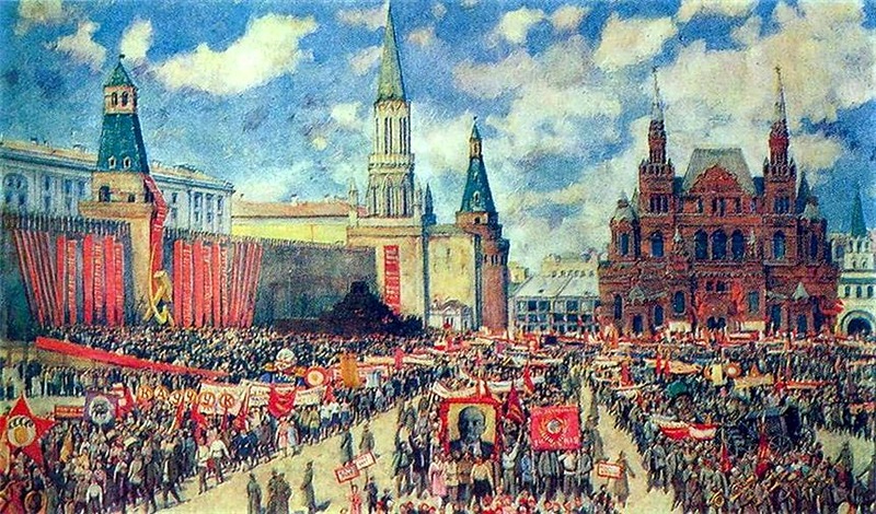 Юон Константин Фёдорович. Первомайская демонстрация на Красной площади в 1929 году..jpg