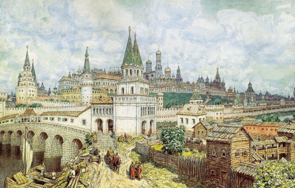 Расцвет Кремля. Всехсвятский мост и Кремль в конце XVII века. 1922.jpg