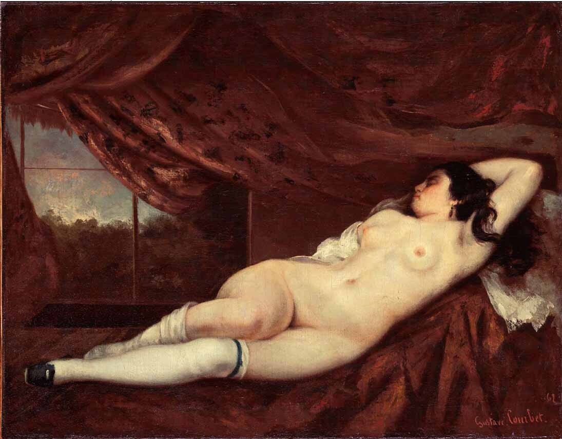 Курбе Гюстав, Лежащая обнажённая, 1862 г. Courbet Gustave,_Femme_nue_couchée,_1862. (Nude Reclining Woman)http://veniamin1.livejournal.com/profile