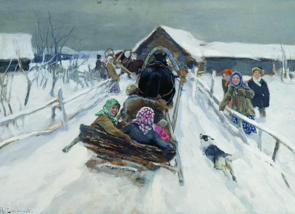 Алексей Степанов - Катание на Масленицу, 1910.